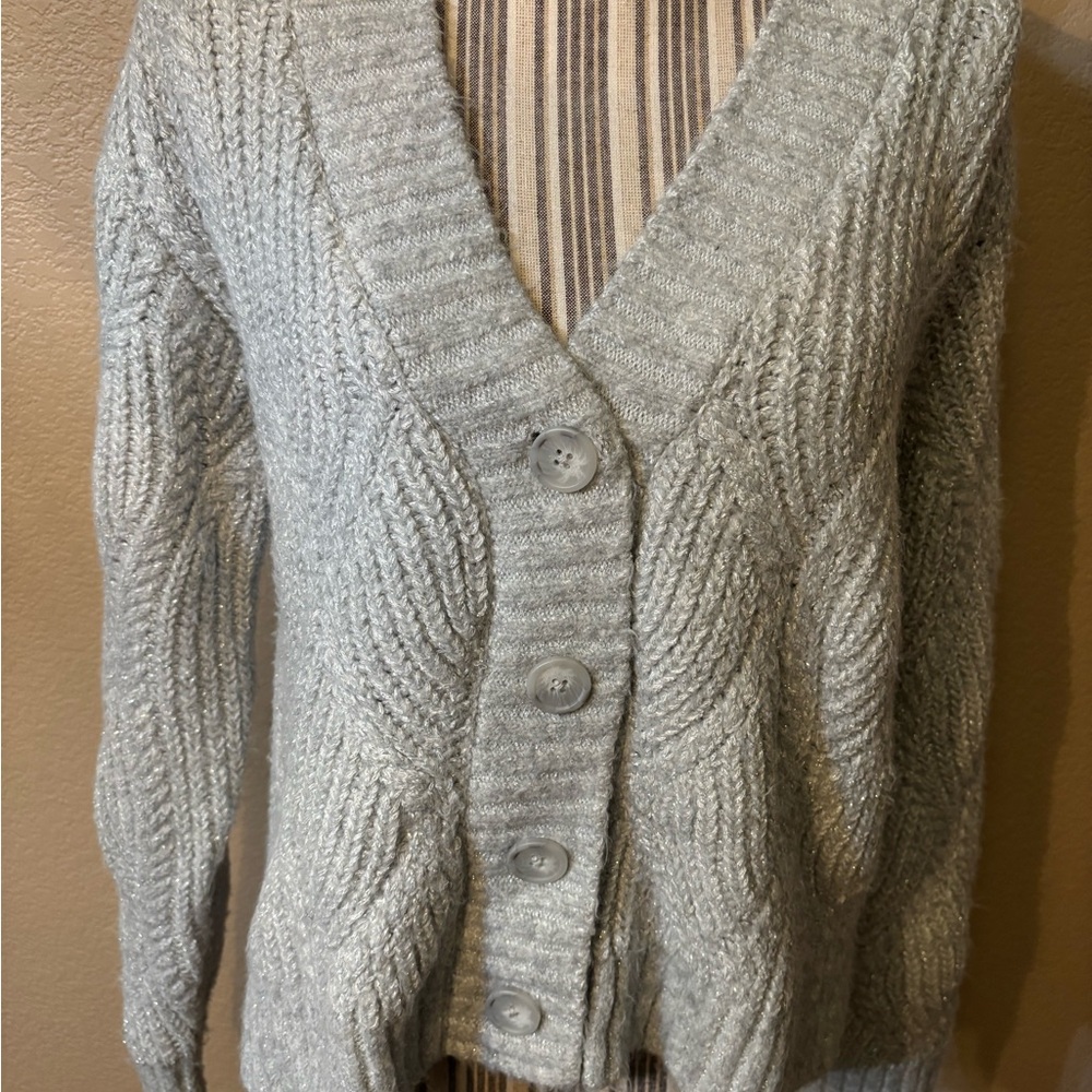 Universal Thread Cardigan Medium Silver Gray Lure… - image 3